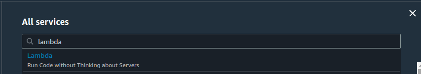 Search AWS Lambda Service