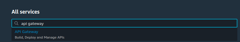 Search AWS API Gateway service