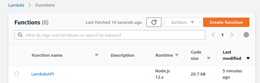 AWS Lambda list