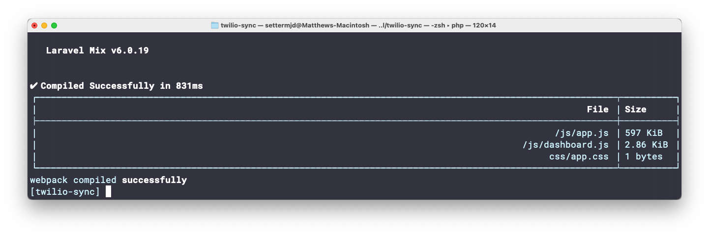 Successful Laravel Mix build