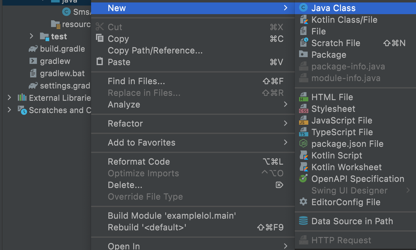 Create a new Java class in Intellij IDEA