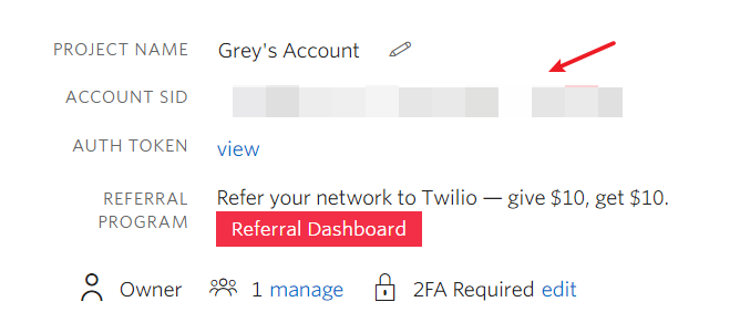 Twilio Account SID