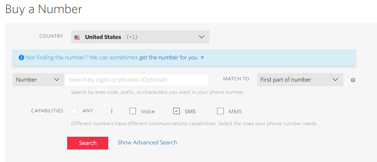 Buy a Twilio number