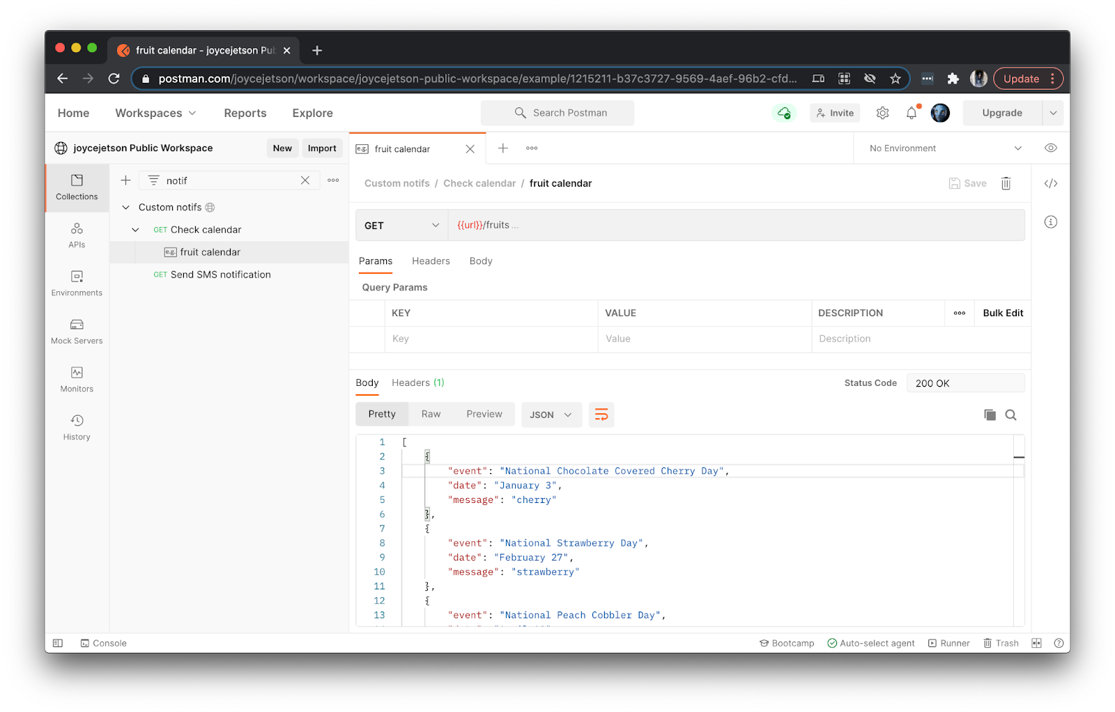 Mock endpoint returns example data