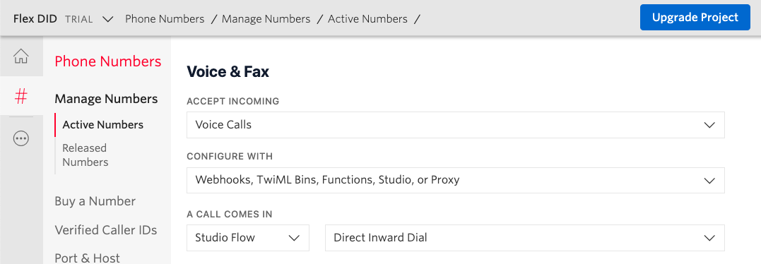 Phone number configuration