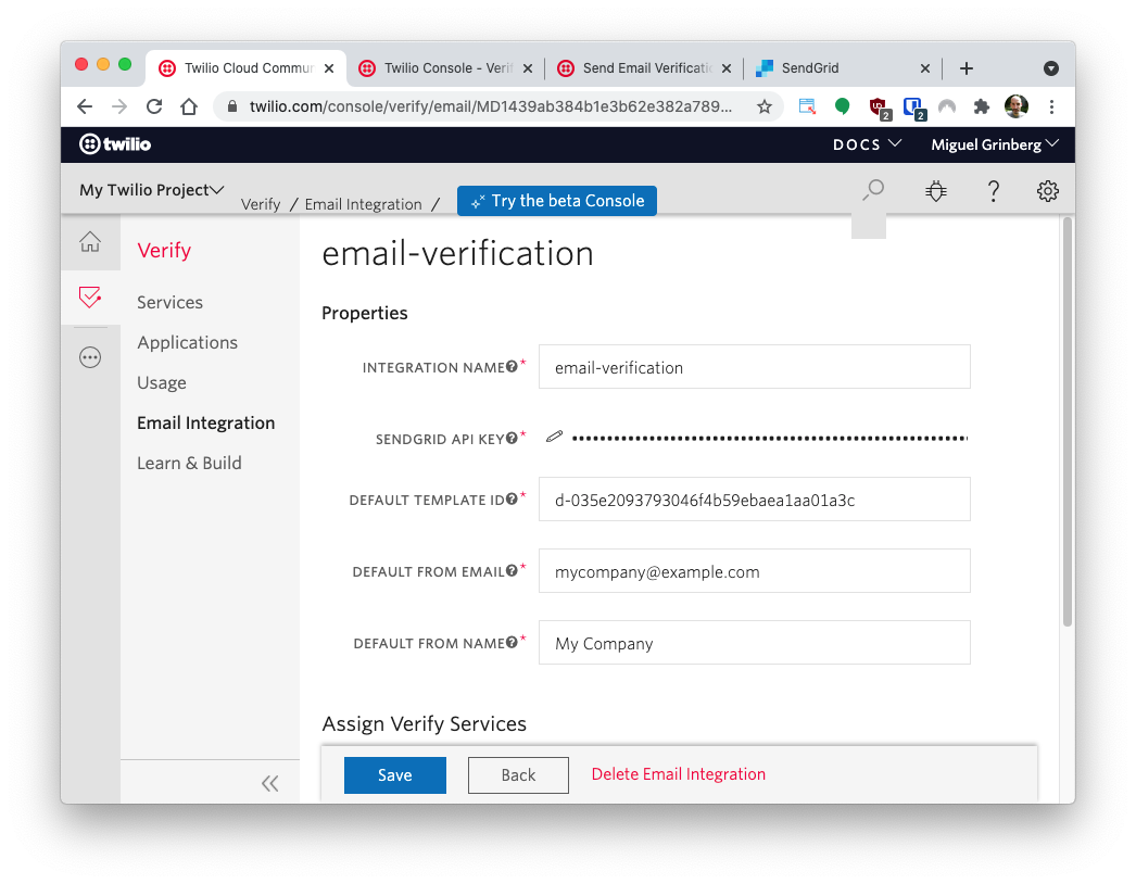 Email integration details