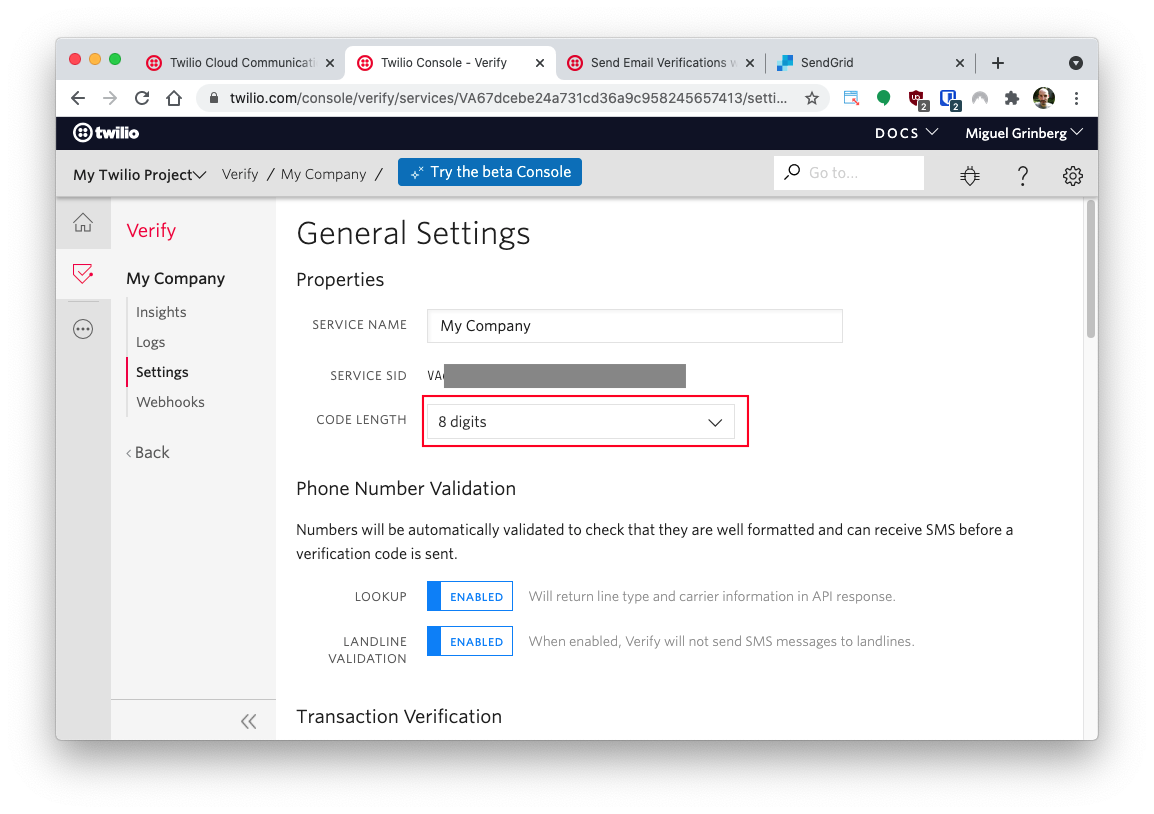 Verify service digits configuration