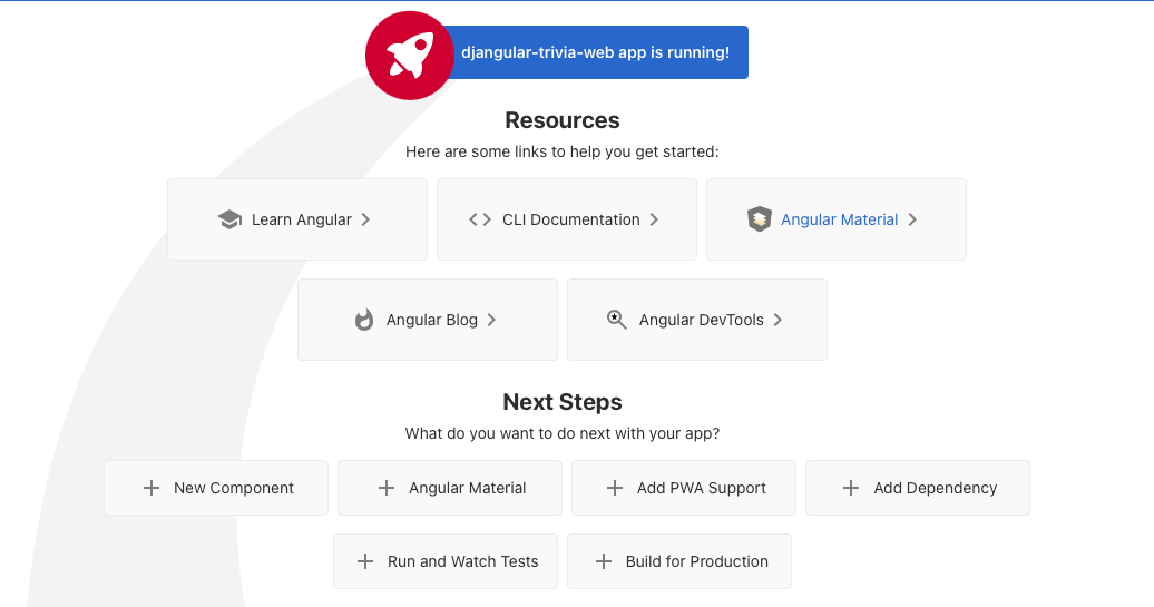 Angular start screen