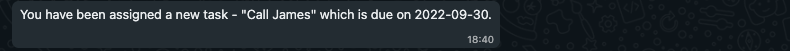 Task assignment message on WhatsApp