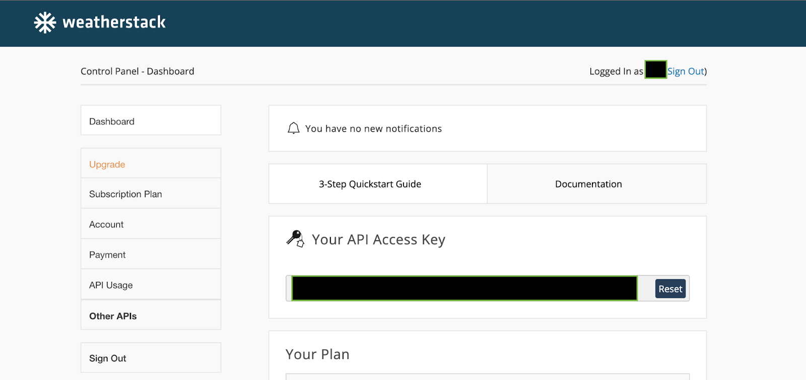 Weatherstack API dashboard