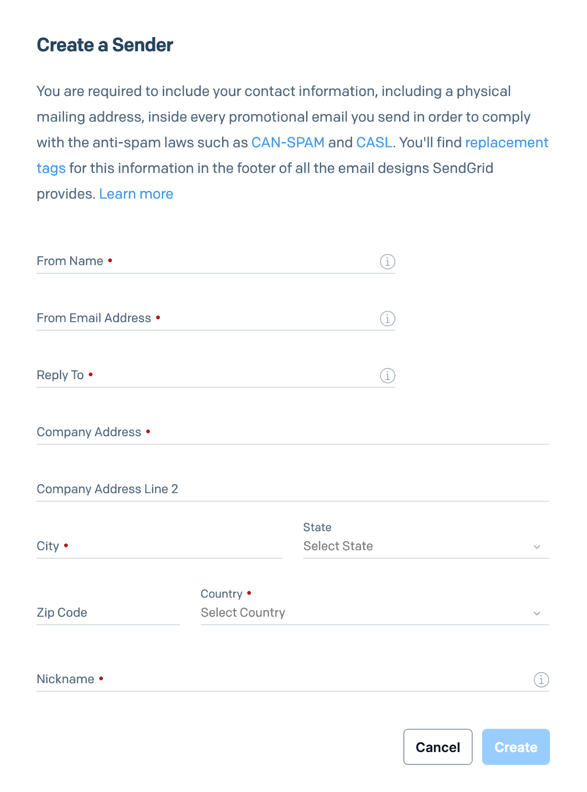 Create a verified SendGrid sender