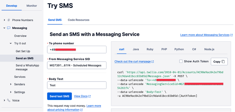 Try sending an SMS