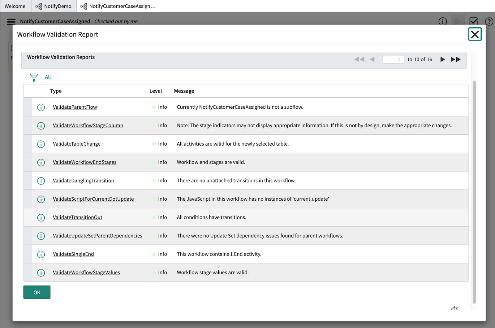 Validate the Send SMS Workflow in ServiceNow