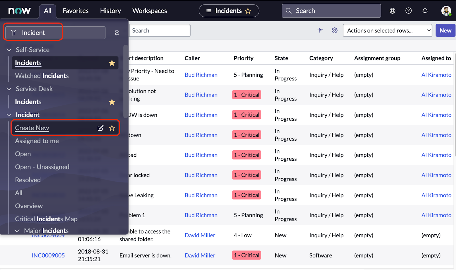 Open a test incident in ServiceNow to test a Twilio workflow