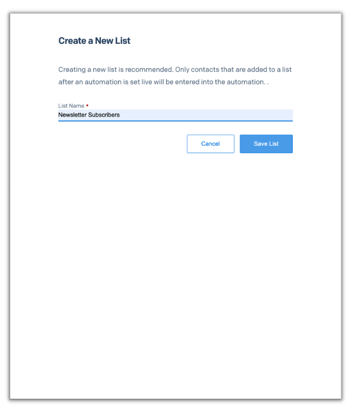 Create a new list form