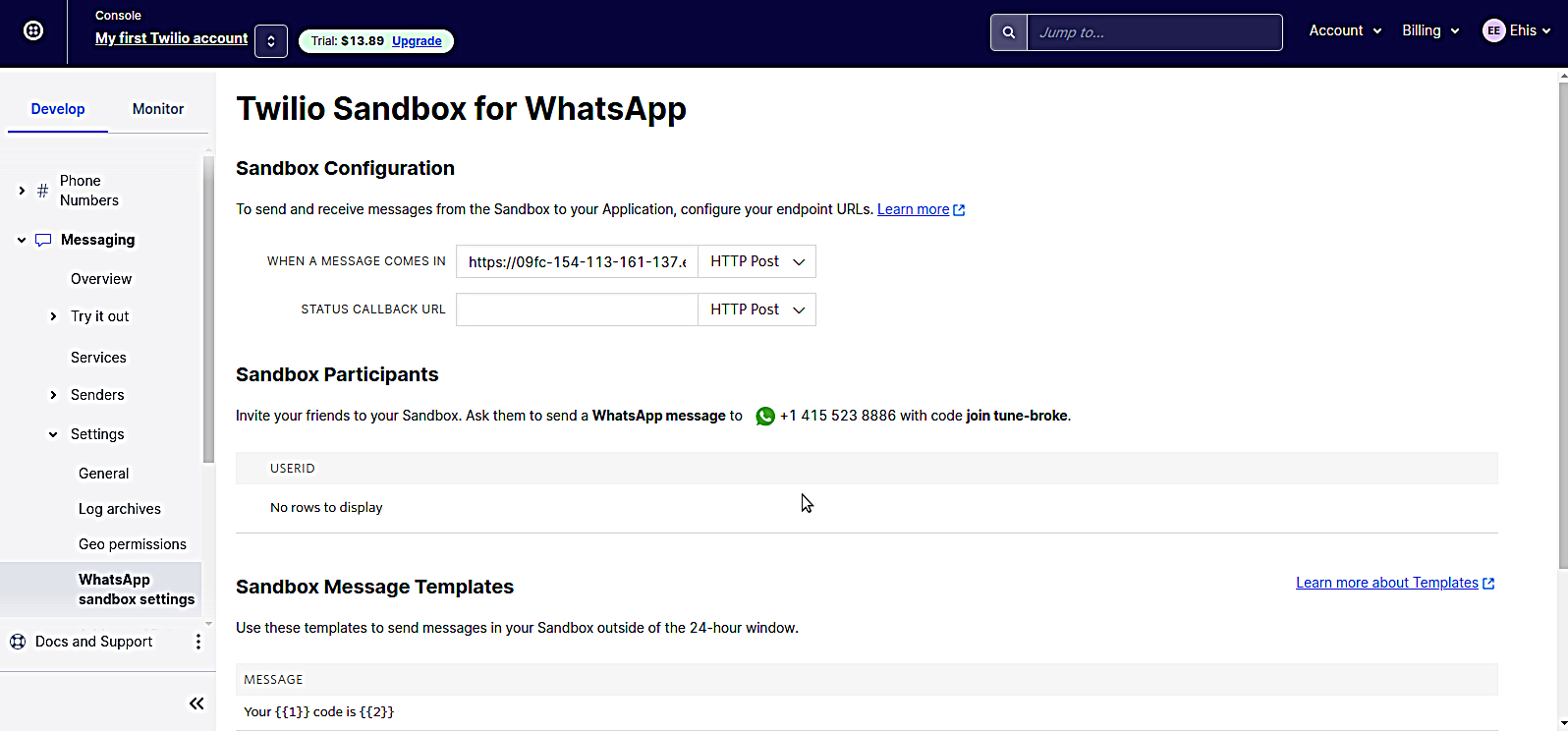 Twilio Whatsapp Sandbox 