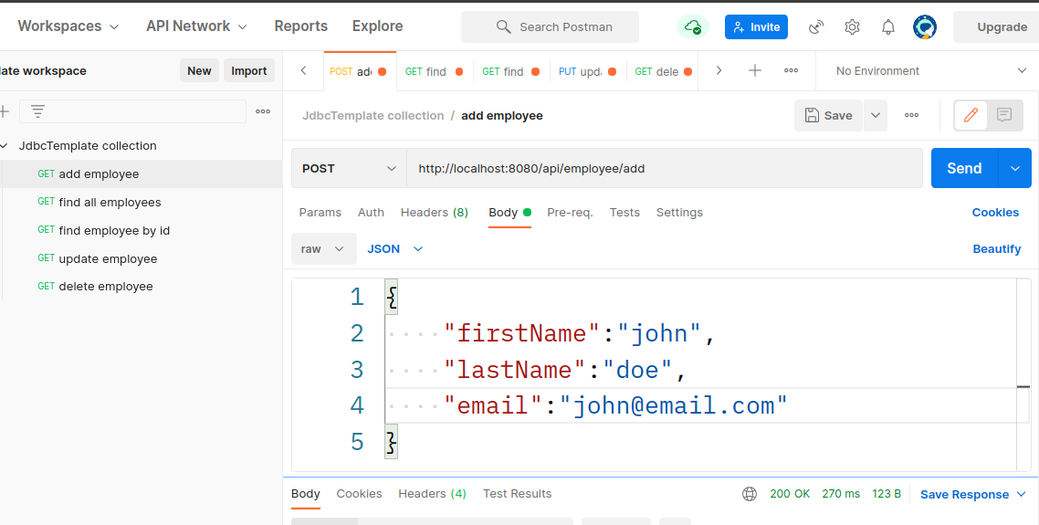 Spring with hot sale jdbc example