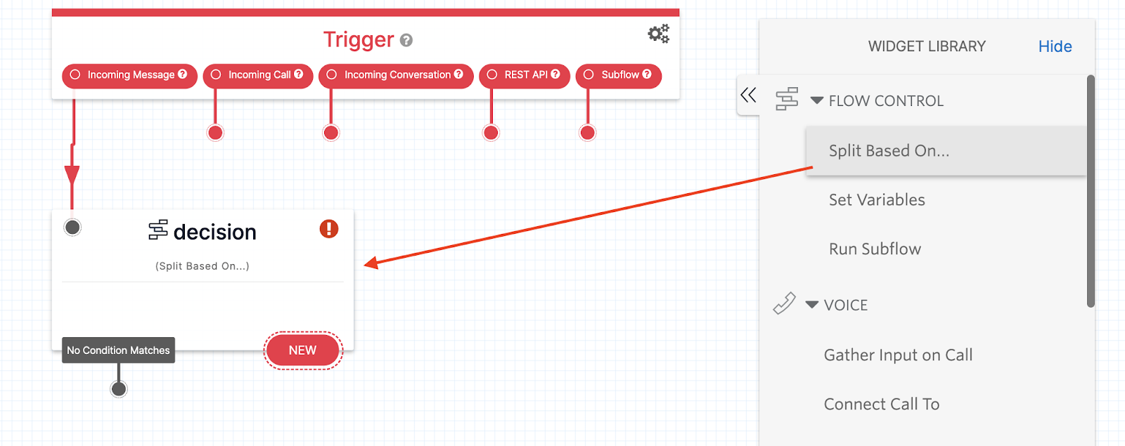 Screenshot showing where to position first Split Based On widget