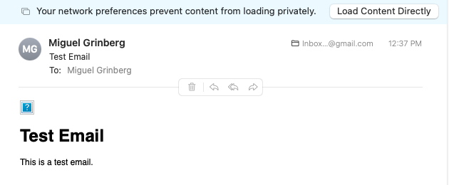 Email reader showing an email with an embedded image that hasn"t been loaded.