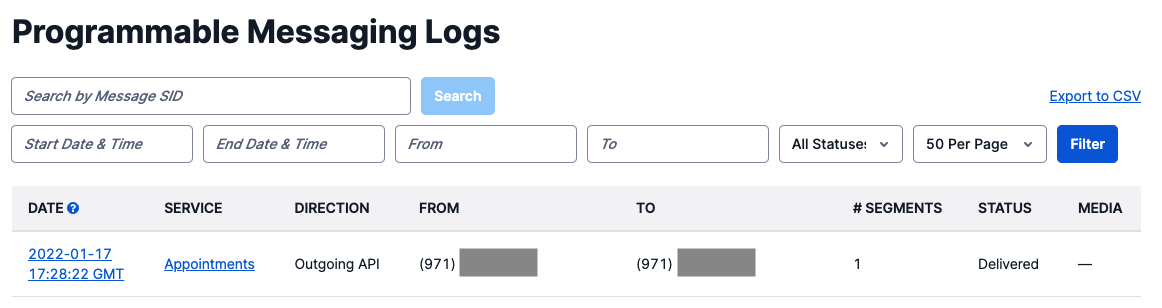 Programmable Messaging Logs after delivery