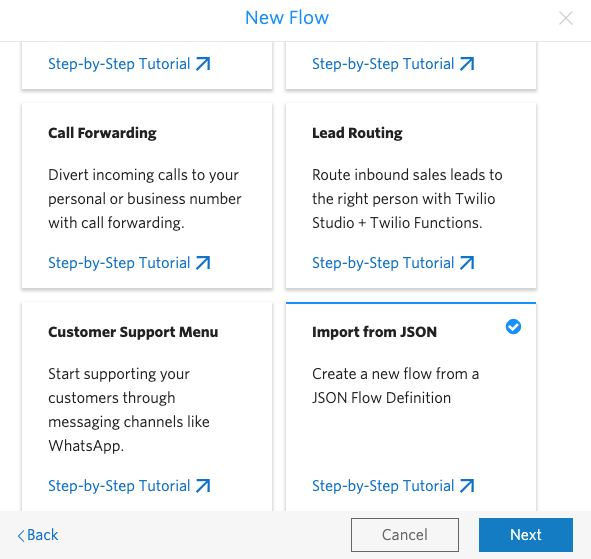 Twilio IVR Builder Import Studio Flow from JSON