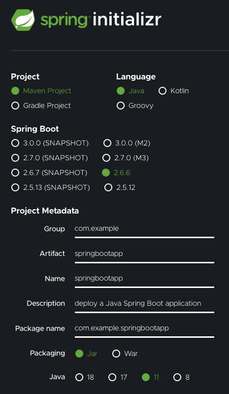 Java sale spring initializr