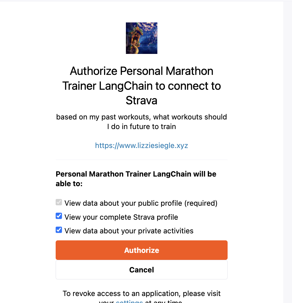 authorize strava app