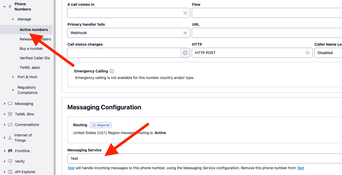 Messaging Number Configuration