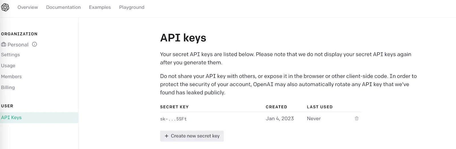 Get openai api key