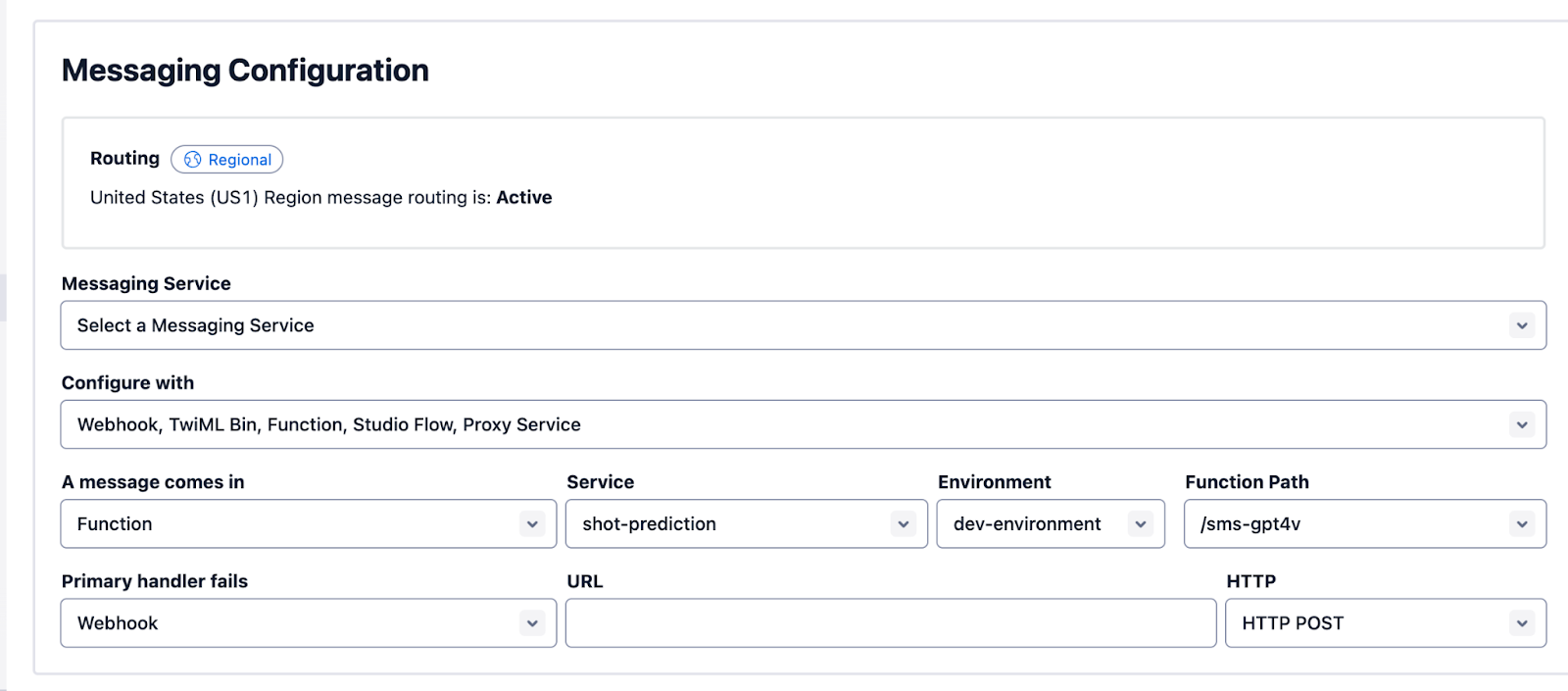 Configure a Twilio Phone number--messaging configuration in the Twilio Console