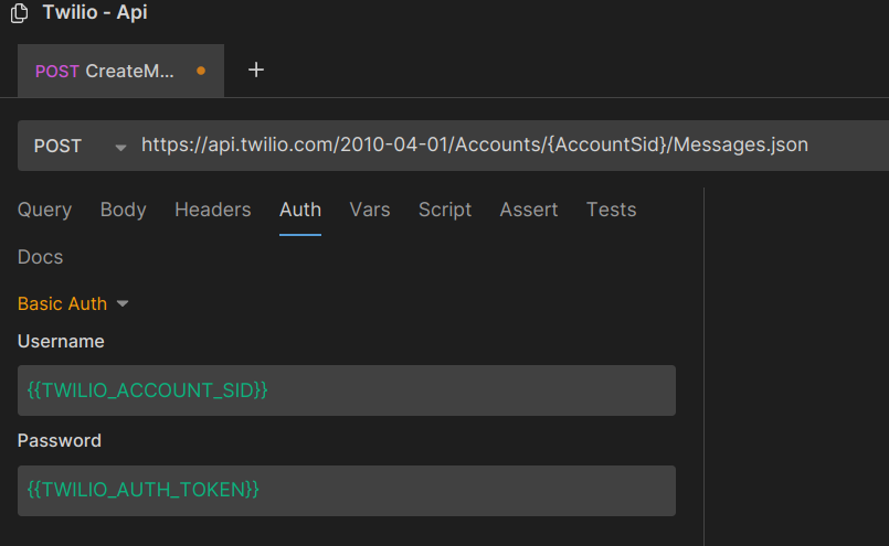 Entering Twilio Account Credentials to CreateMessage in Twilio