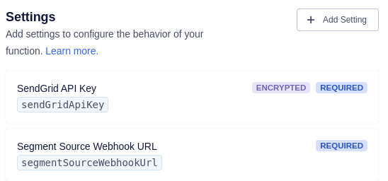 Add the encrypted SendGrid API key in Segment
