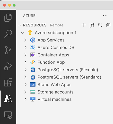 VS Code Azure Panel