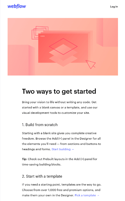 webflow welcome email