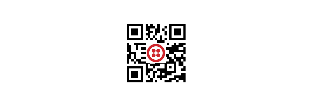 A QR code with the Twilio logo overlayed on it in the center of the QR code