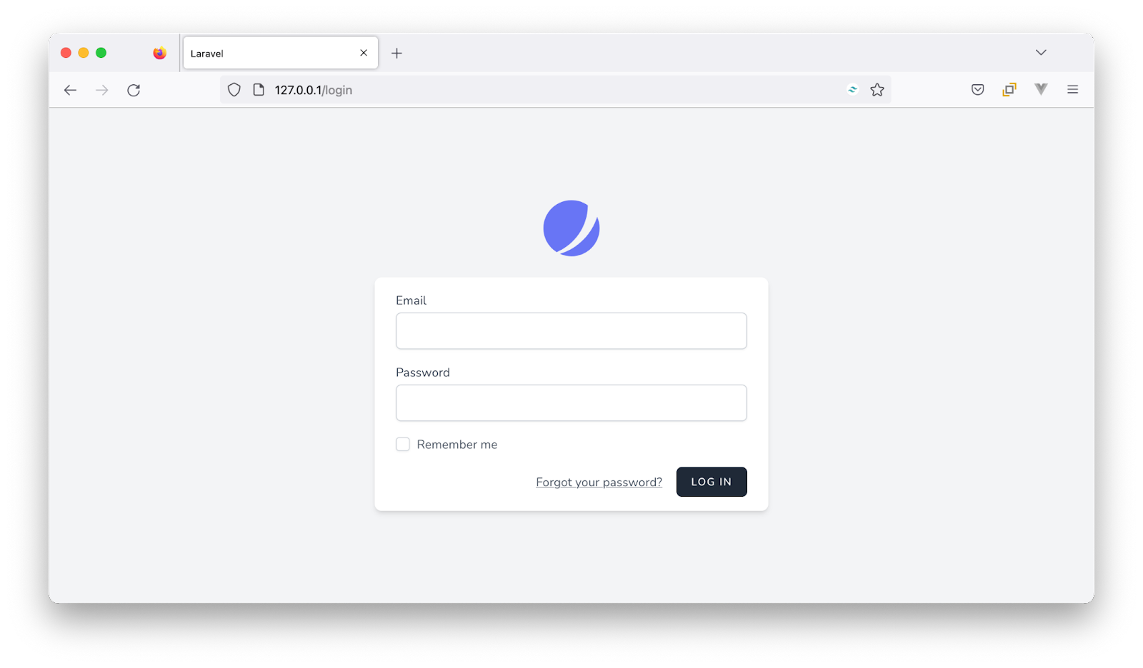 The Laravel Jetstream login form