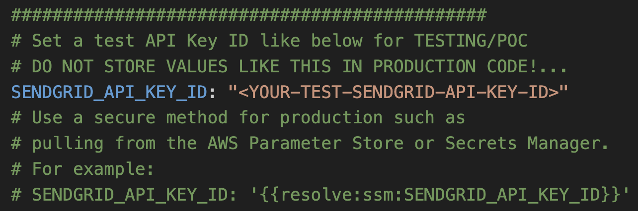 SendGrid API Key yaml