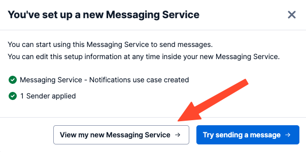 Complete Messaging Service creation