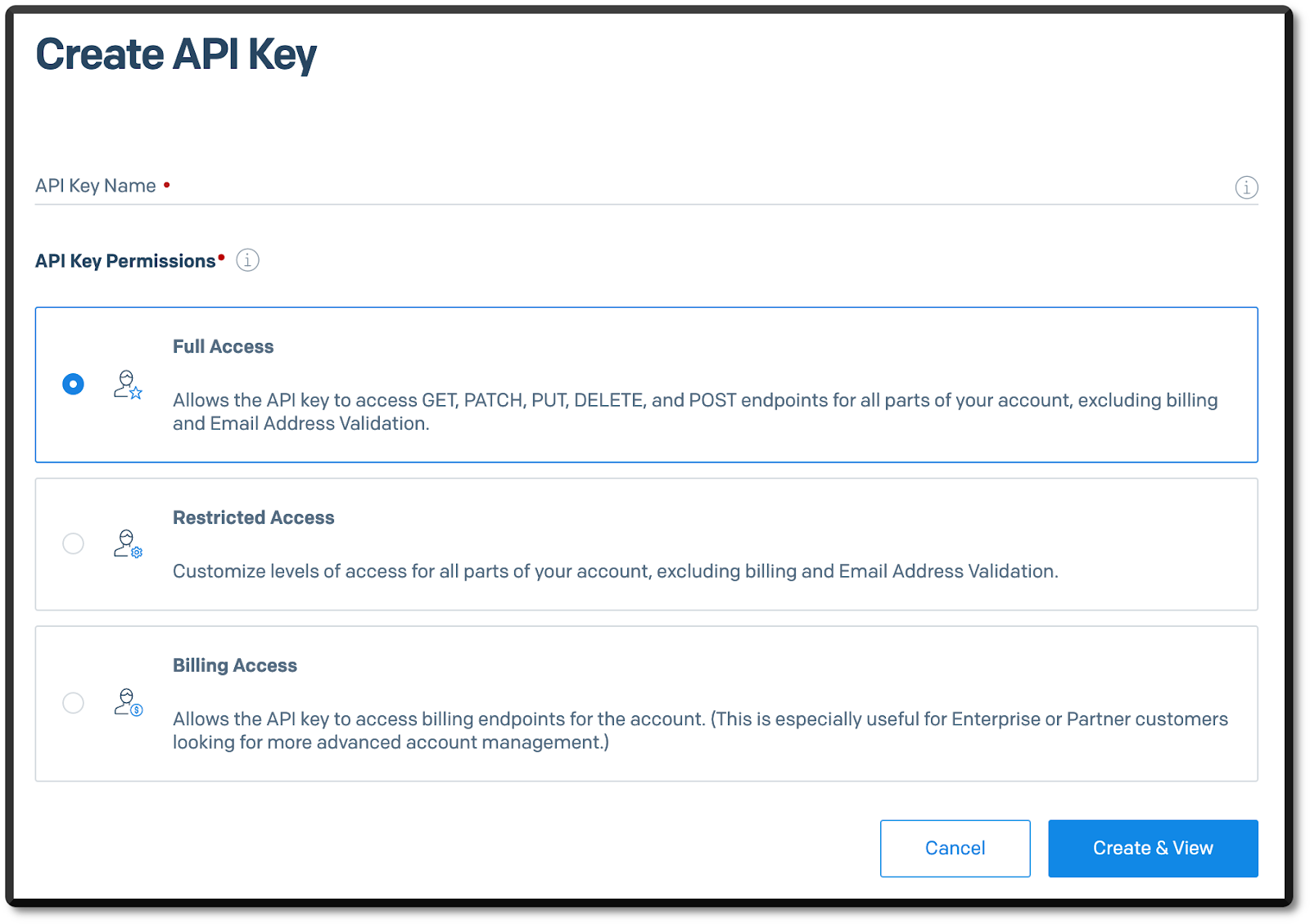 Create a SendGrid API key