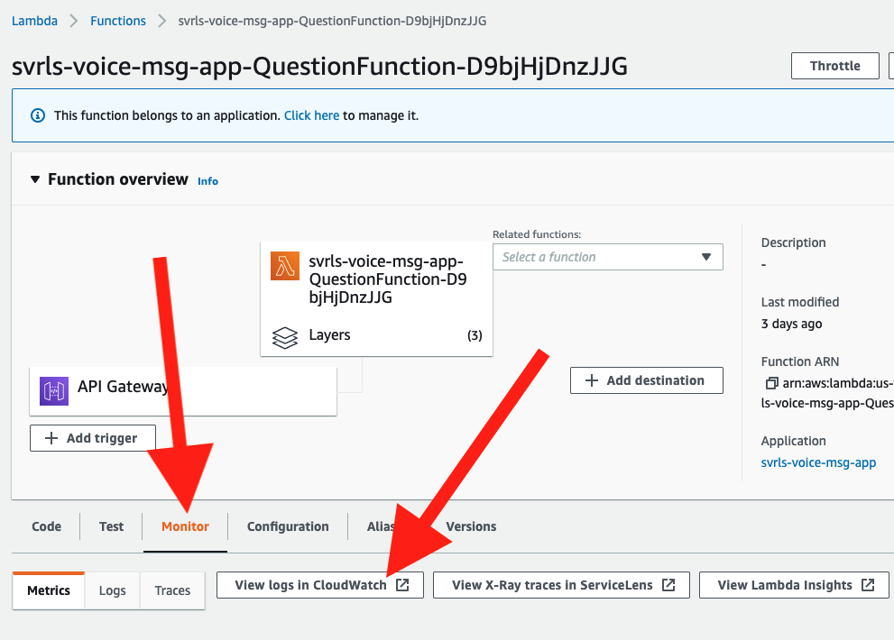 View logs in Cloudwatch