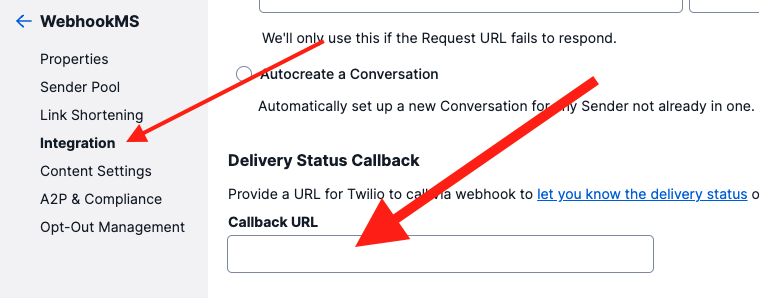 Where to enter the status URL from AWS