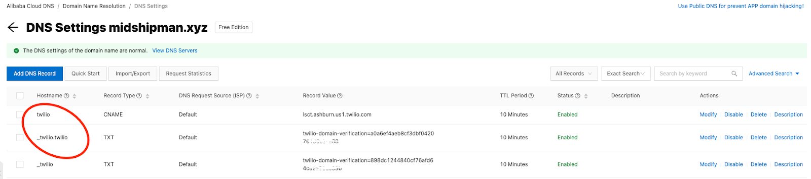 add DNS record