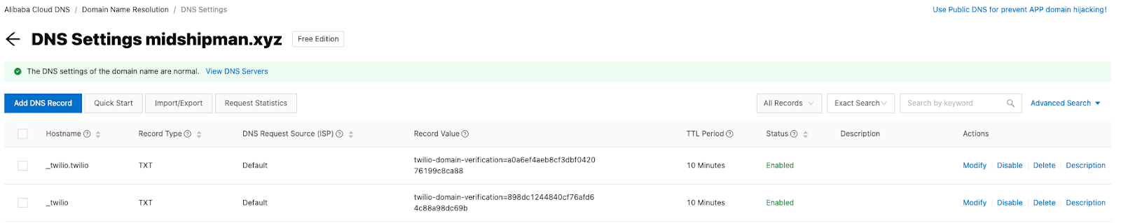 Verify domains with your DNS provider