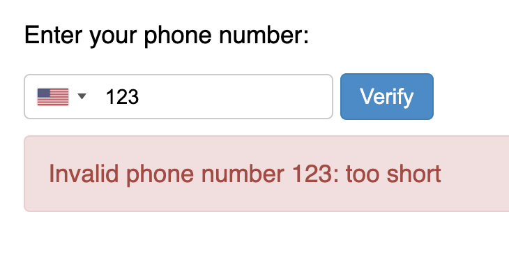 invalid phone number '123': 'too short'