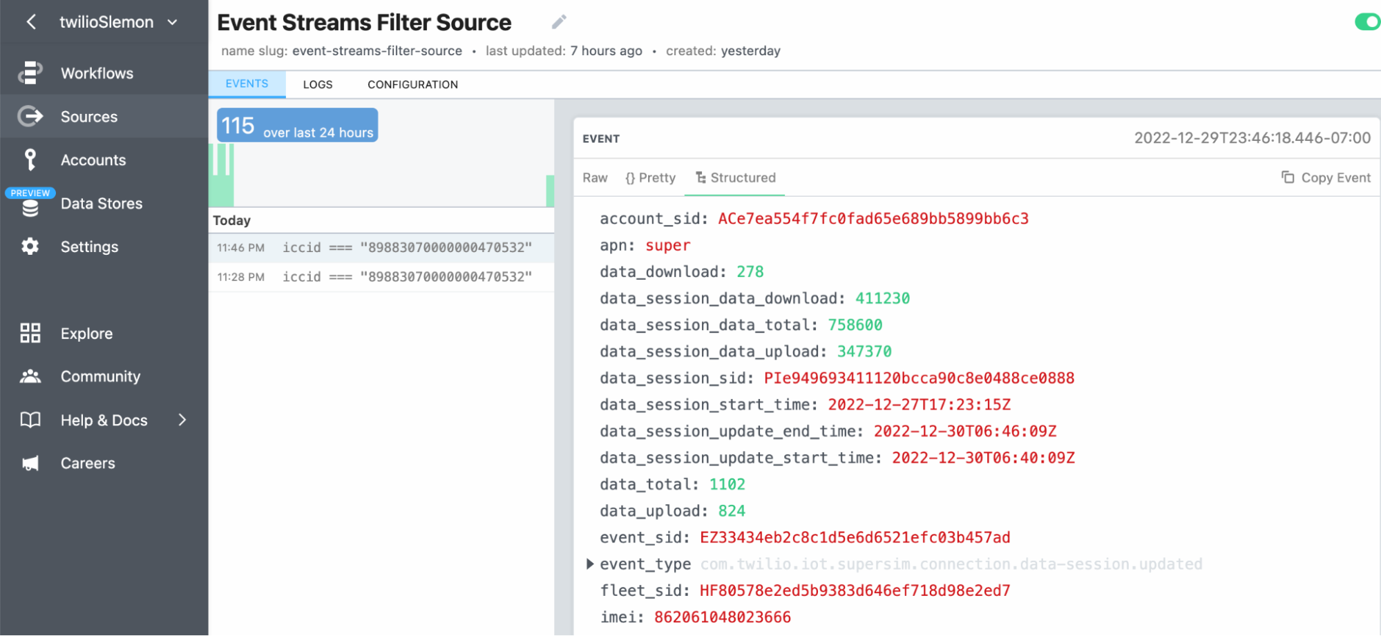 Event Streams Filter Source