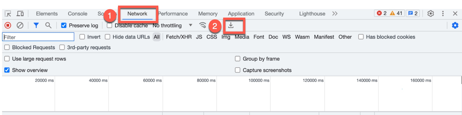 screenshot of how to collect the network logs