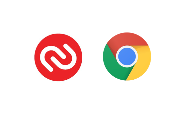 Logos of Naver Whale (red circle with white W) and Google Chrome (multicolored circle) on a white background.