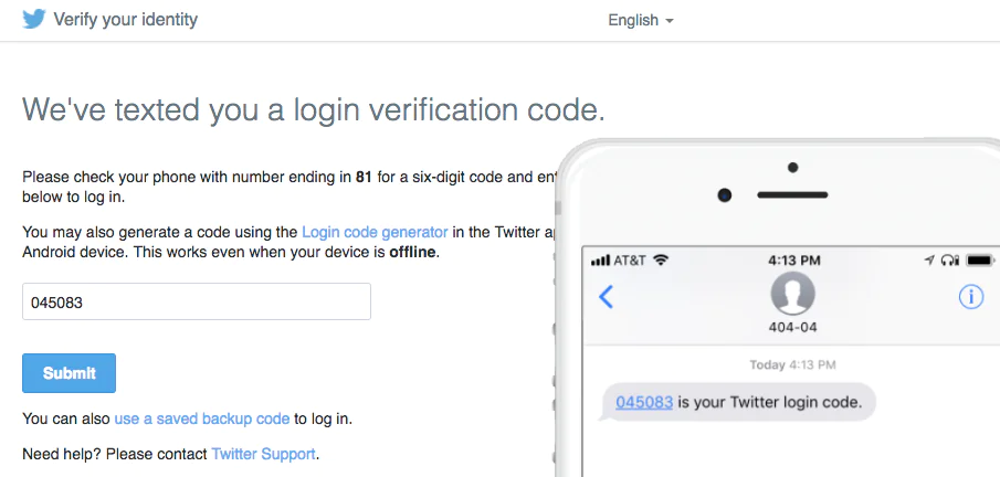 Two-Factor Authentication Login Verification Code Screen A login page showing a verification code and an iPhone displaying an SMS with the same code.