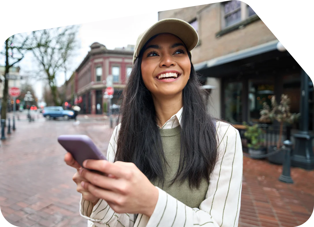 Woman interacting with digital elements No credit card required
