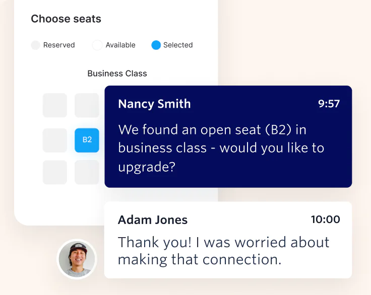 Illustration of a personalized agent experience in Flex that pulls in contextual customer data